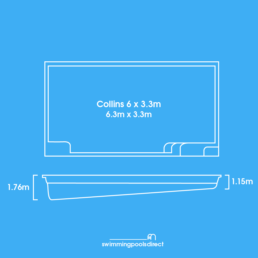 Collins 6x3.8M Fibreglass Pool Swimming Pools Direct